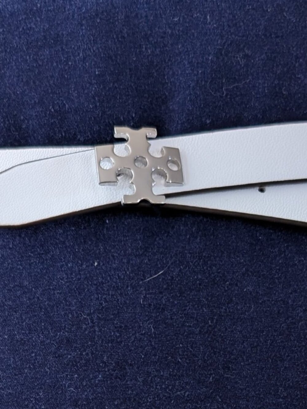 Tory Burch Reversible Leather Belt White Tan XS